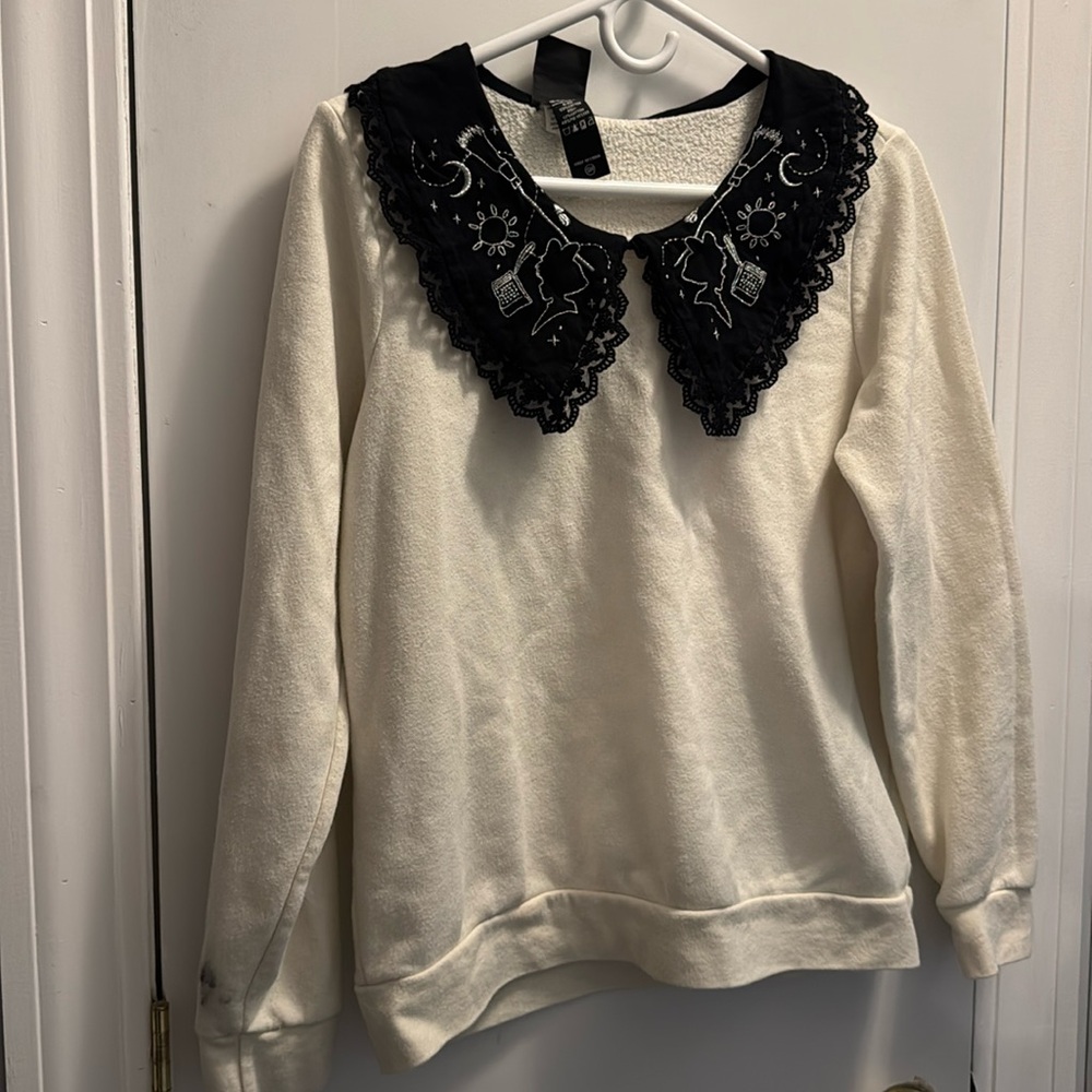 Kiki’s Delivery Service Peter Pan Collar Sweater Embroidered XL Studio Ghibli
